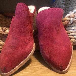 Mules ! Red suede gently used!